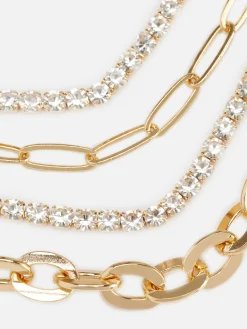 Bijoux|Primark Lot De 4 Bracelets Chaîne à Strass Jaune