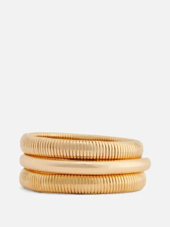 Bijoux|Primark Lot De 3 Bracelets Jonc Texturés Rita Ora Jaune
