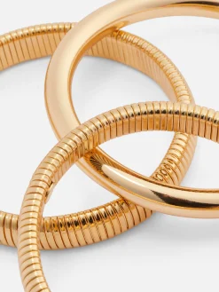 Bijoux|Primark Lot De 3 Bracelets Jonc Texturés Rita Ora Jaune