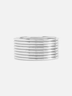 Bijoux|Primark Lot De 8 Bracelets Joncs Métallisés Blanc