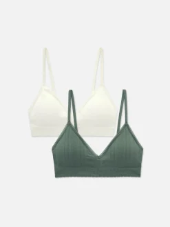 Soutiens-Gorge|Primark Lot De 2 Brassières Triangle Sans Coutures Vert