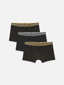 Sous-Vêtements|Primark Lot De 3 Caleçons Avec Motif Clé Grecque à La Taille Noir