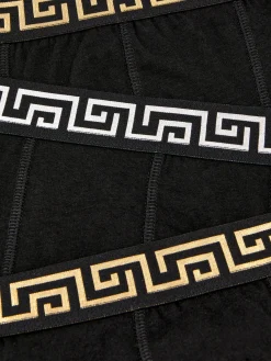 Sous-Vêtements|Primark Lot De 3 Caleçons Avec Motif Clé Grecque à La Taille Noir