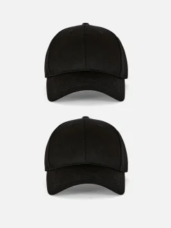 Chapeaux, Gants Et Écharpes|Primark Lot De 2 Casquettes De Baseball Tissées Noir