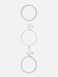 Bijoux|Primark Lot De 3 Chaînes De Cheville Infinité Et Initiale Blanc