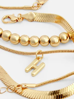 Bijoux|Primark Lot De 3 Chaînes De Cheville Infinité Et Initiale Jaune