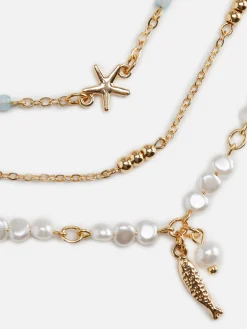 Bijoux|Primark Lot De 3 Chaînes De Cheville à Motifs Bord De Mer Blanc