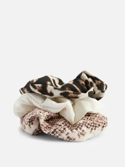 Accessoires Cheveux|Primark Lot De 3 Chouchous à Motifs Animal Crème