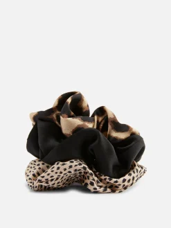 Accessoires Cheveux|Primark Lot De 3 Chouchous En Satin à Imprimé Animalier Marron