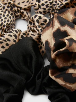 Accessoires Cheveux|Primark Lot De 3 Chouchous En Satin à Imprimé Animalier Marron