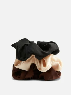 Accessoires Cheveux|Primark Lot De 3 Chouchous En Satin Marron