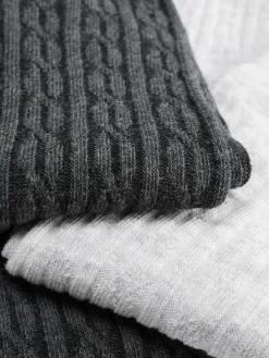 Chaussettes Et Collants|Primark Lot De 3 Collants En Maille Torsadée Gris