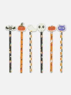 Déco Et Friandises D'Halloween|Accessoires Halloween|Primark Lot De 6 Crayons Avec Gommes Halloween Orange