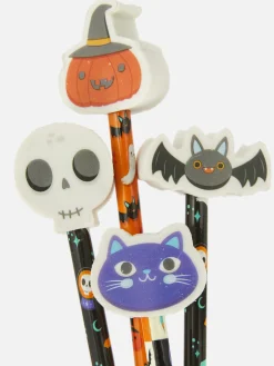 Déco Et Friandises D'Halloween|Accessoires Halloween|Primark Lot De 6 Crayons Avec Gommes Halloween Orange