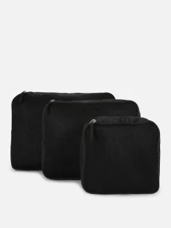 Accessoires Voyages|Primark Lot De 3 Cubes De Rangement En Maille Noir