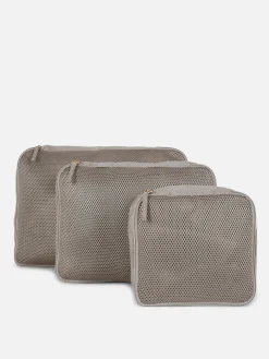 Accessoires Voyages|Primark Lot De 3 Cubes De Rangement En Maille Beige