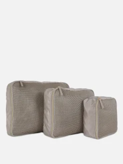 Accessoires Voyages|Primark Lot De 3 Cubes De Rangement En Maille Beige