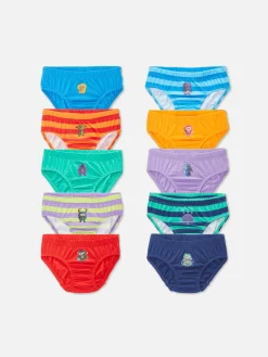 Sous-Vêtement|Primark Lot De 10 Culottes à Imprimé Monstre Multicolore