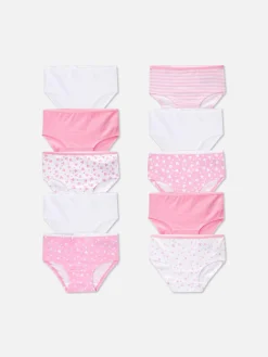 Sous-Vêtement|Primark Lot De 10 Culottes à Motifs Cœurs Et étoiles Rose