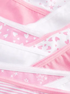 Sous-Vêtement|Primark Lot De 10 Culottes à Motifs Cœurs Et étoiles Rose