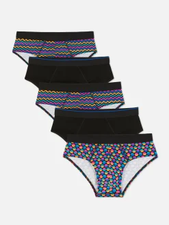 Sous-Vêtements|Primark Lot De 5 Culottes à Motifs Géométriques Variés Rose