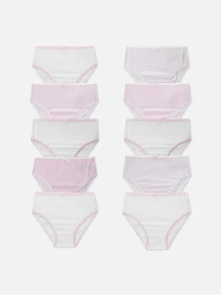Sous-Vêtement|Primark Lot De 10 Culottes à Rayures Et étoiles Rose