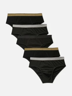 Sous-Vêtements|Primark Lot De 5 Culottes à Taille Métallisée Noir