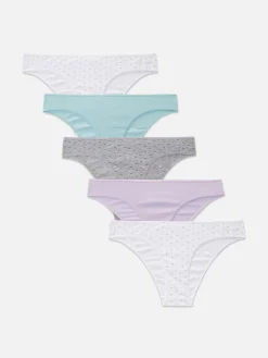 Culotte|Primark Lot De 5 Culottes Brésiliennes à Imprimé Tendance Lilas