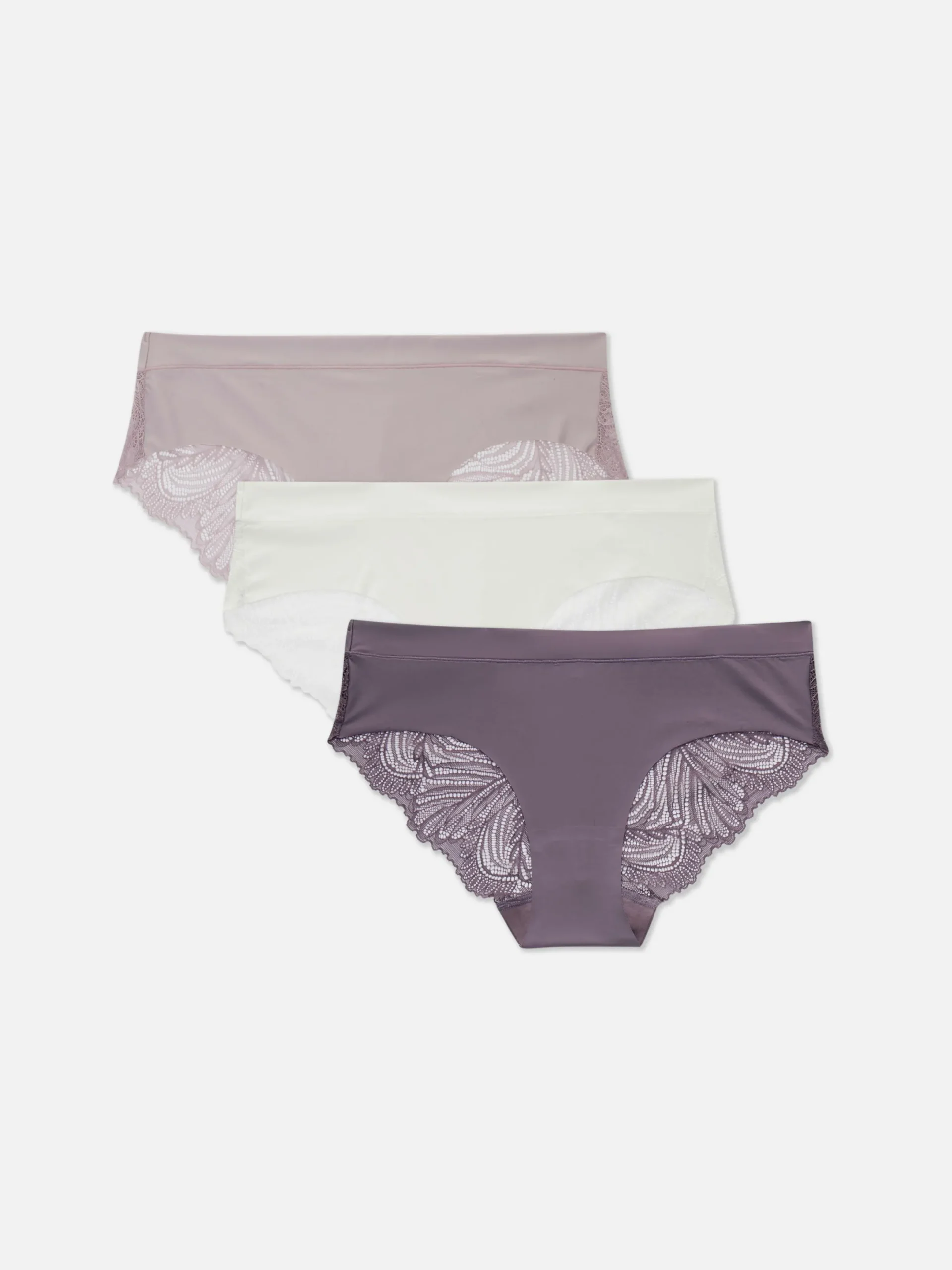 Culotte|Primark Lot De 3 Culottes Brésiliennes Invisibles à Dos En Dentelle Lilas