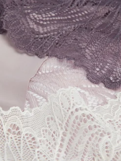 Culotte|Primark Lot De 3 Culottes Brésiliennes Invisibles à Dos En Dentelle Lilas