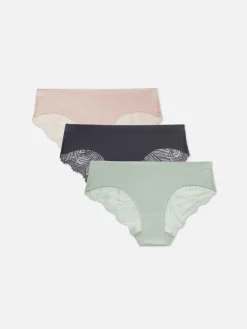 Culotte|Primark Lot De 3 Culottes Brésiliennes Invisibles à Dos En Dentelle Vert