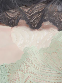 Culotte|Primark Lot De 3 Culottes Brésiliennes Invisibles à Dos En Dentelle Vert