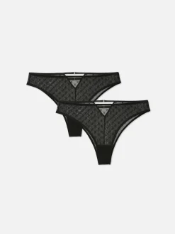 Culotte|Primark Lot De 2 Culottes Brésiliennes En Maille Monogramme Noir