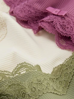 Culotte|Primark Lot De 3 Culottes En Microfibre Et En Dentelle Vert foncé