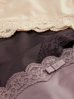 Culotte|Primark Lot De 3 Culottes En Microfibre Et En Dentelle Figue