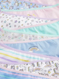 Sous-Vêtement|Primark Lot De 10 Culottes Graphiques à Motif Licorne Multicolore