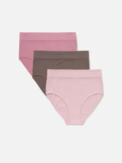 Culotte|Primark Lot De 3 Culottes Hautes Côtelées Sans Couture Rose