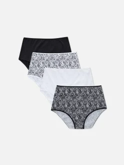 Culotte|Primark Lot De 4 Culottes Hautes Tendances à Imprimé Noir/Blanc