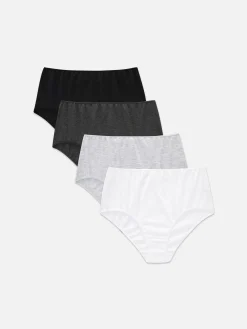 Culotte|Primark Lot De 4 Culottes Hautes Ton Sur Ton Noir/Blanc
