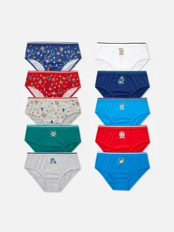 Sous-Vêtement|Primark Lot De 10 Culottes Style Universitaire Multicolore