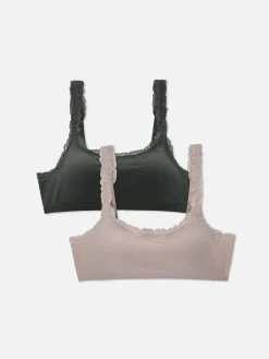 Soutiens-Gorge|Primark Lot De 2 Débardeurs Courts à Finitions En Dentelle Anthracite