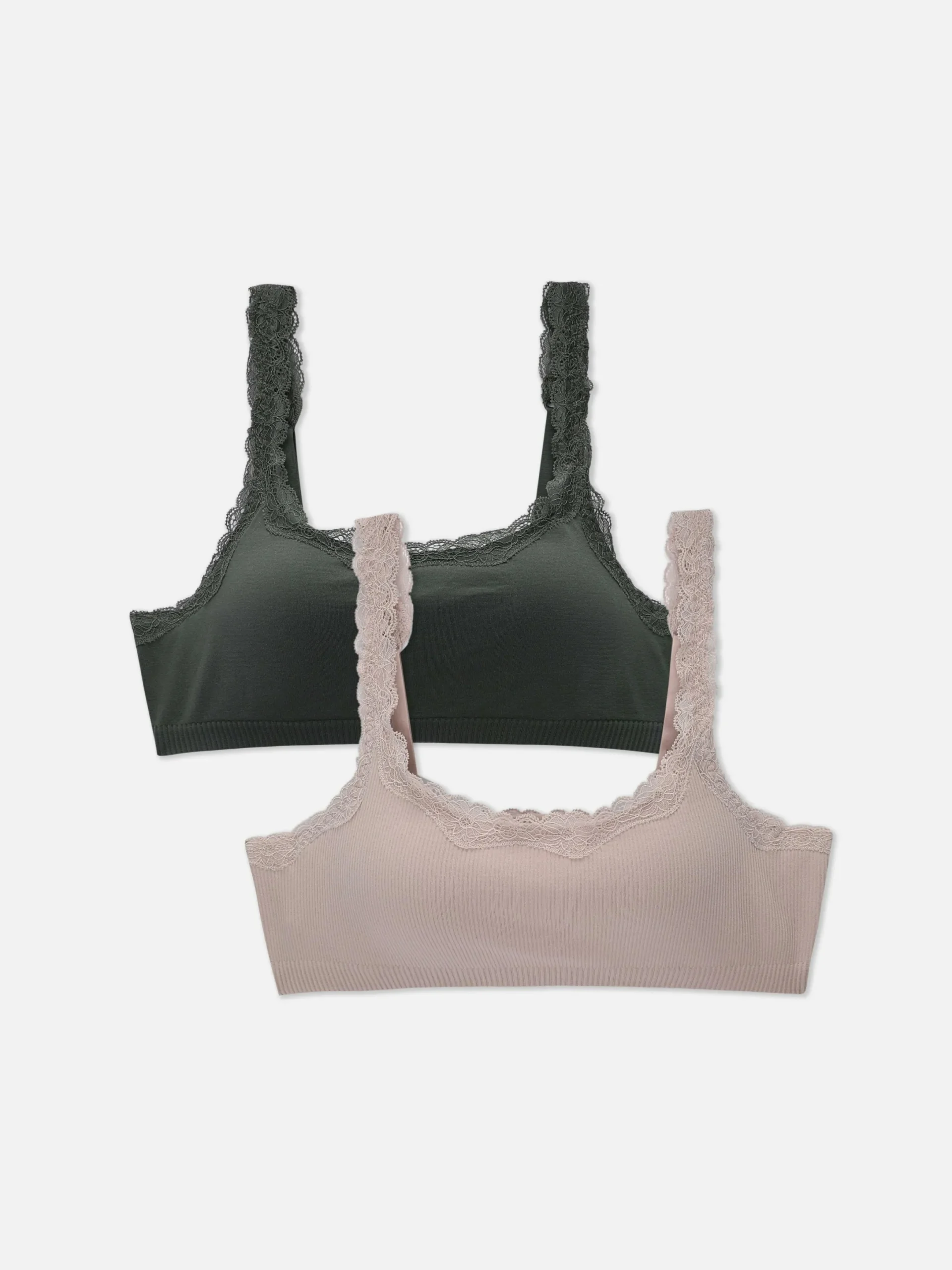 Soutiens-Gorge|Primark Lot De 2 Débardeurs Courts à Finitions En Dentelle Anthracite