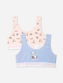 Sous-Vêtement|Primark Lot De 2 Débardeurs Courts à Message Et à Motif Panda Multicolore