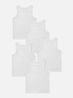 Sous-Vêtement|Primark Lot De 5 Débardeurs Essential Blanc