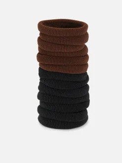 Accessoires Cheveux|Primark Lot De 20 élastiques Pour Cheveux En Tissu Côtelé Noir