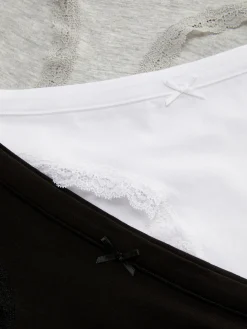 Culotte|Primark Lot De 3 Mini Culottes Avec Finitions En Dentelle Noir/Blanc