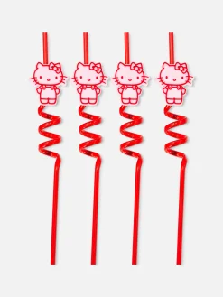 Couverts Et Ustensiles|Primark Lot De 4 Pailles En Spirale Hello Kitty Rouge