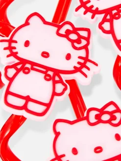 Couverts Et Ustensiles|Primark Lot De 4 Pailles En Spirale Hello Kitty Rouge
