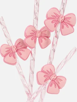 Couverts Et Ustensiles|Primark Lot De 4 Pailles Torsadées à Nœud Rose