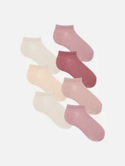 Chaussettes|Primark Lot De 7 Paires De Chaussettes Côtelées Pour Baskets Rose poudré